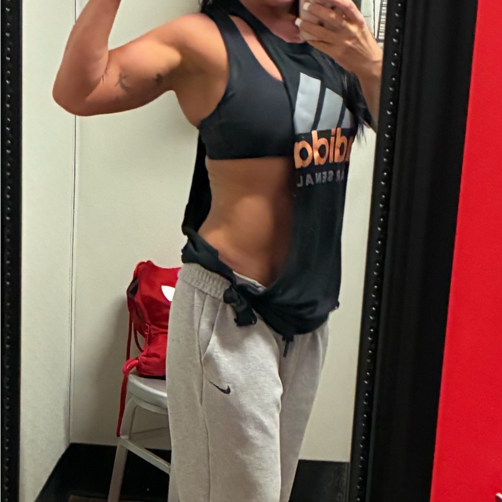 Adidas Black and Orange Cutout Tank